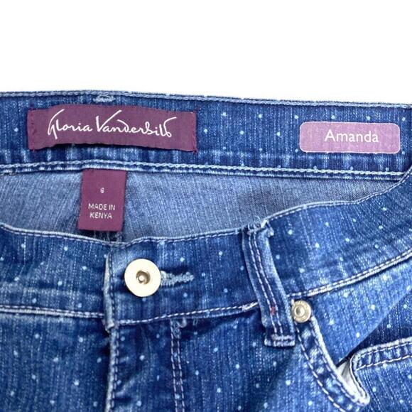 Gloria Vanderbilt Amanda Straight Leg Women's size 6 Blue White Polka Dot Jeans - Picture 3 of 4